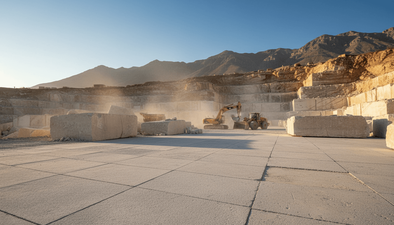 Moroccan limestone quarry — Atlas Mountains, Skhirat region